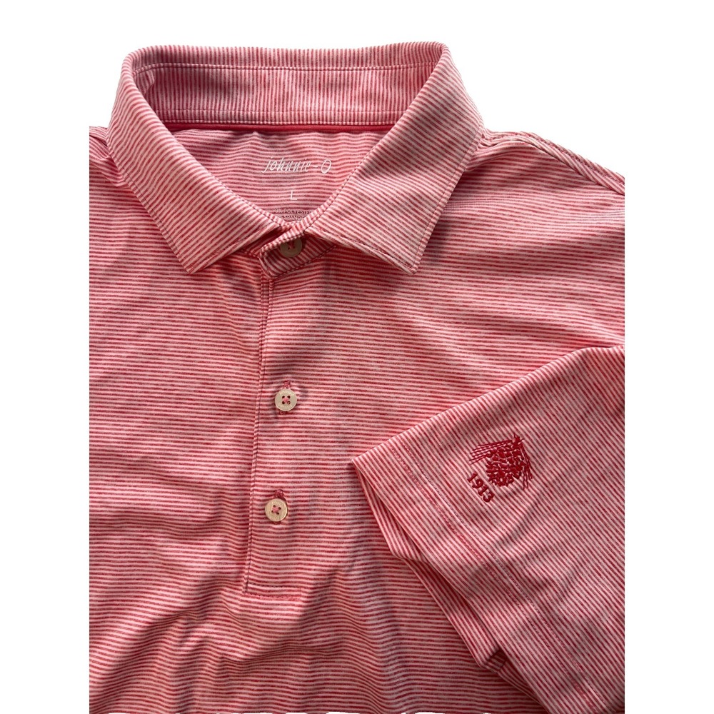 Johnnie-O Men's Golf Polo Shirt Size L Large Red & White Striped Short Sleeves